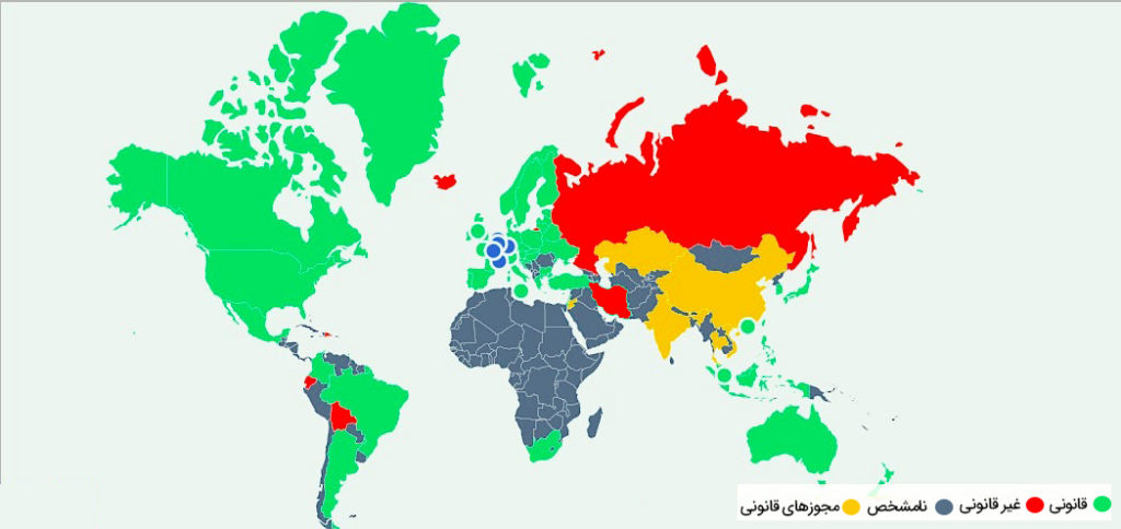 استخراج بیتکوین در کشورها
